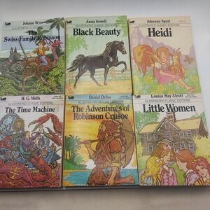 Illustrated Classic Editions Books Lot of 6: Swiss Family Robinson, Heidi +minis